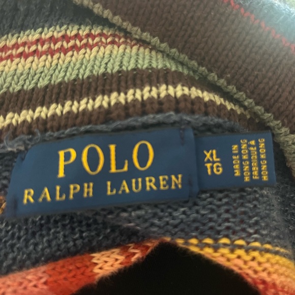 Vintage 90s POLO RALPH LAUREN XL Cardigan Southwest Aztec Navajo Silk Patchwork - Picture 12 of 12